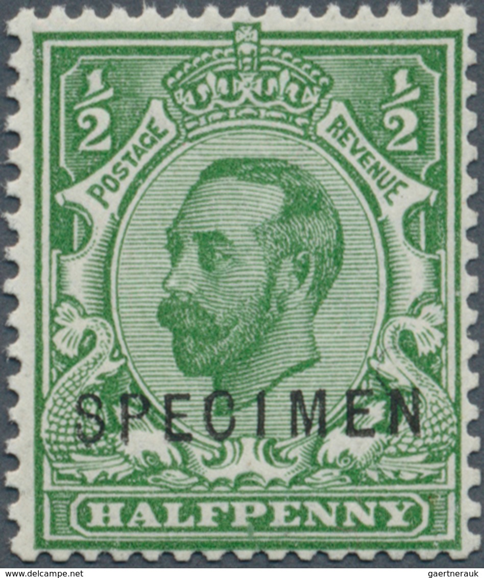Großbritannien: 1912, ½d. Green, Wm Simple Cipher, Die 1B, With "Specimen" Overprint, Unmounted Mint - Andere & Zonder Classificatie
