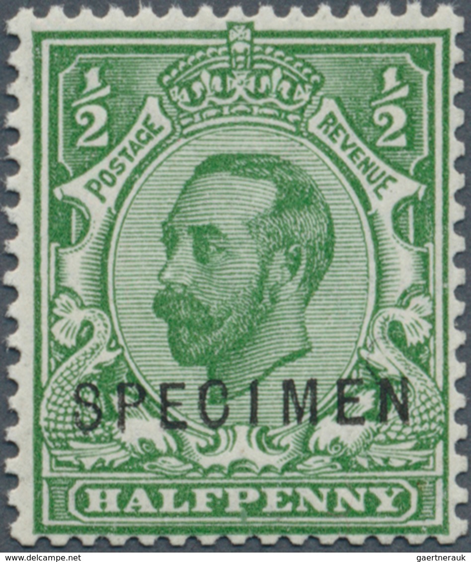 Großbritannien: 1912, ½d. Green, Wm Simple Cipher, Die 1B, With "Specimen" Overprint, Unmounted Mint - Altri & Non Classificati