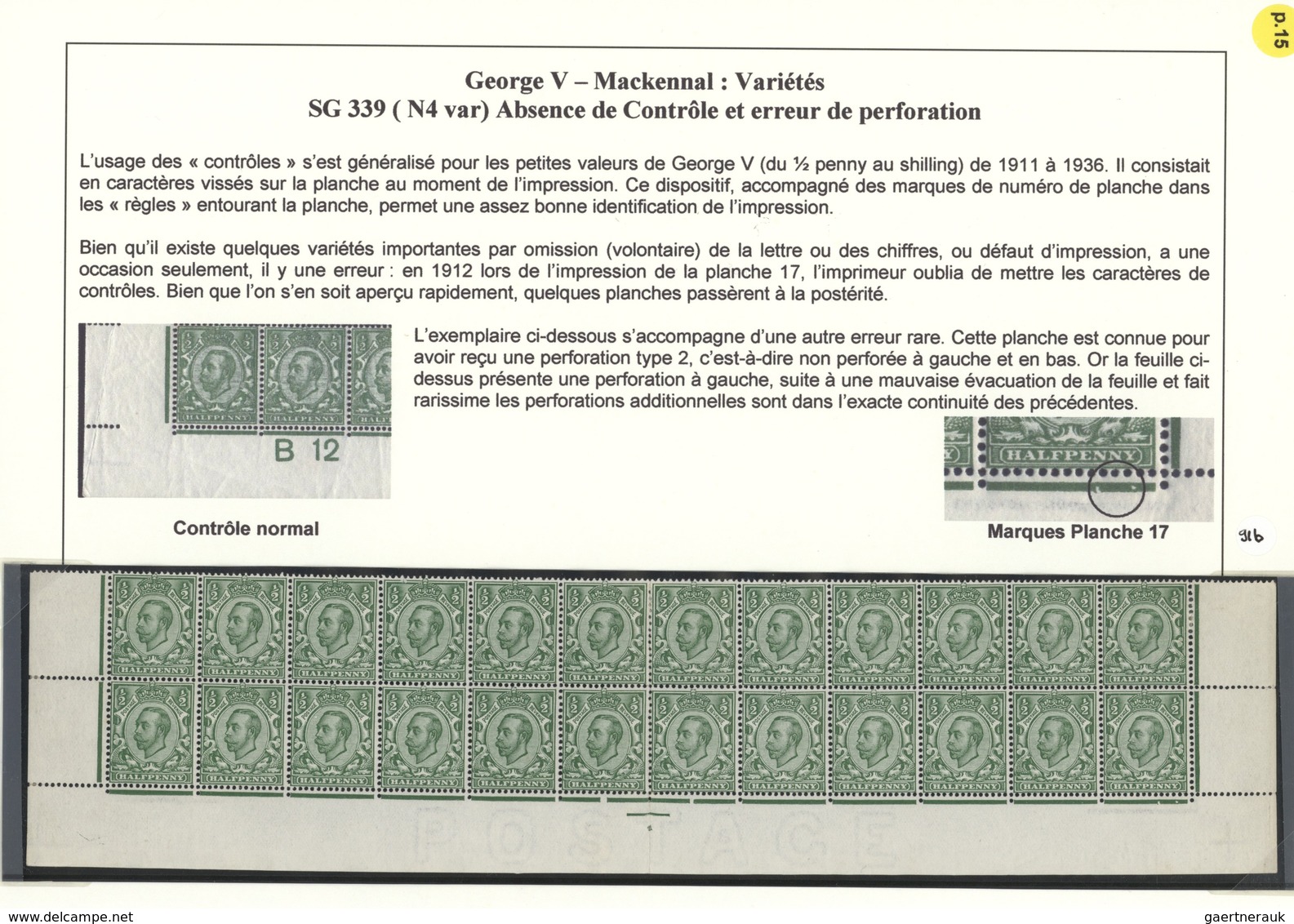 Großbritannien: 1912, ½d. Green, Bottom Marginal Block Of 20 (folded/slightly Separated In Centre), - Andere & Zonder Classificatie