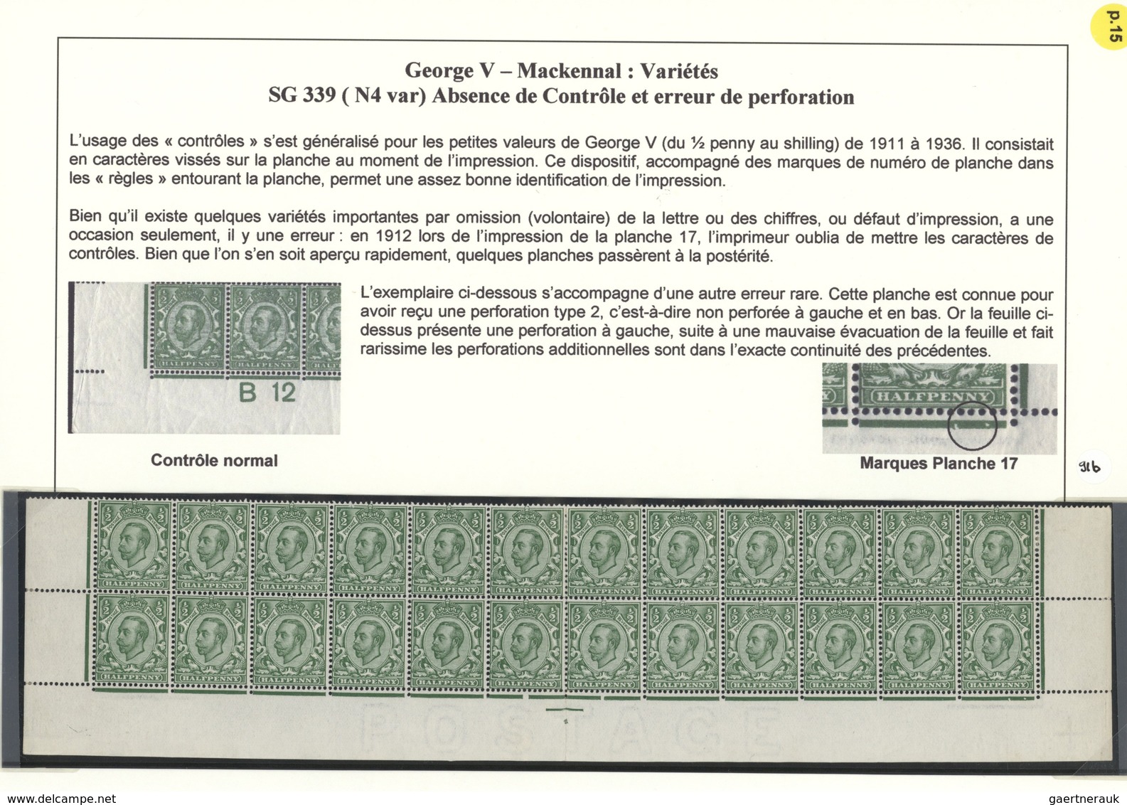 Großbritannien: 1912, ½d. Green, Bottom Marginal Block Of 20 (folded/slightly Separated In Centre), - Altri & Non Classificati