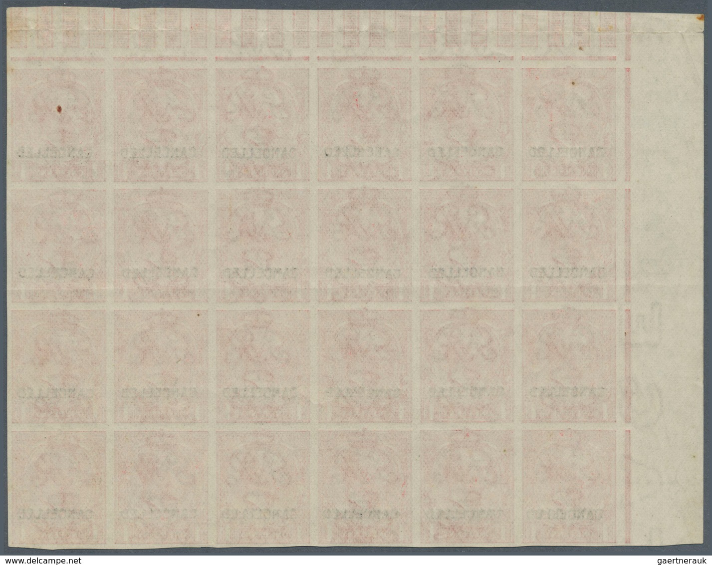 Großbritannien: 1912, 1d. Scarlet, Imperforate Marginal Block Of 24 From The Upper Left Corner Of Th - Andere & Zonder Classificatie