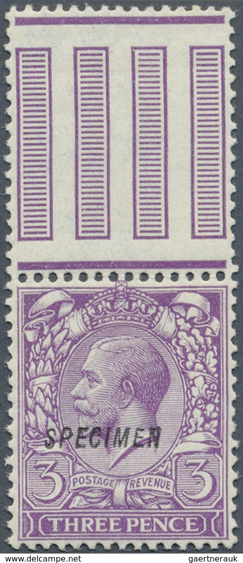 Großbritannien: 1912, 3d. Violet, Wm Simple Cypher, With "Specimen" Overprint Type 23, Adjoining Gut - Andere & Zonder Classificatie