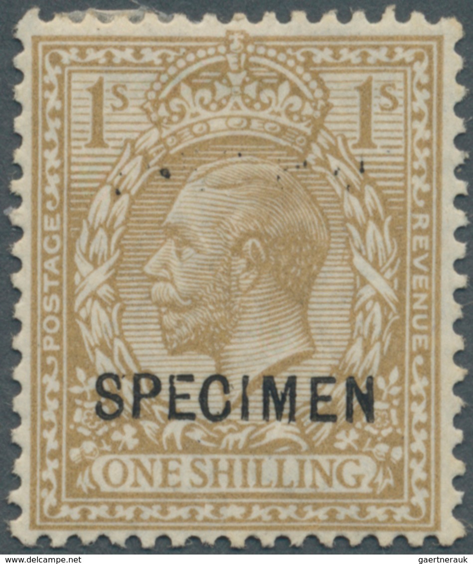 Großbritannien: 1913, 1s. Bistre-brown, Wm Simple Cypher, With "Specimen" Overprint (type 26), Mint - Andere & Zonder Classificatie