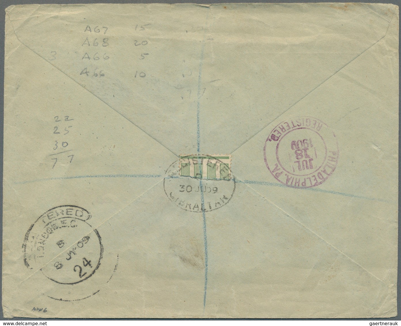 Britische Post In Marokko: 1909, KEVII 5 Centesimos (3), 10 Centesimos, 15 Centesimos, 20 Centesimos - Andere & Zonder Classificatie