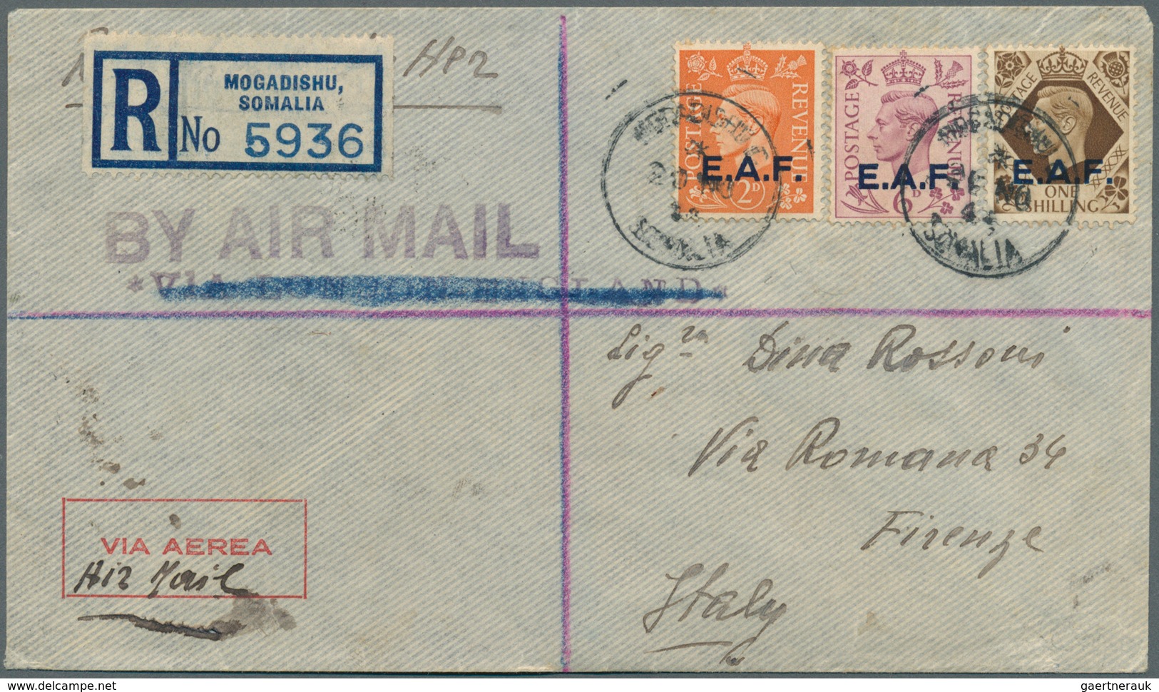 Britische Militärpost II. WK: 1946/1947, British Occ. Somalia E.A.F., Group With 3 Airmail Covers: 2 - Other & Unclassified