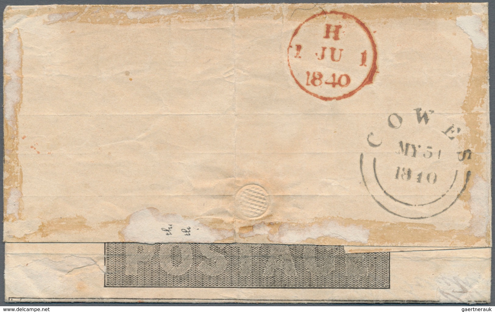 Großbritannien - Ganzsachen: 1840, MULREADY, One Penny Black, Entire Stationery Letter, Sent From CO - Andere & Zonder Classificatie