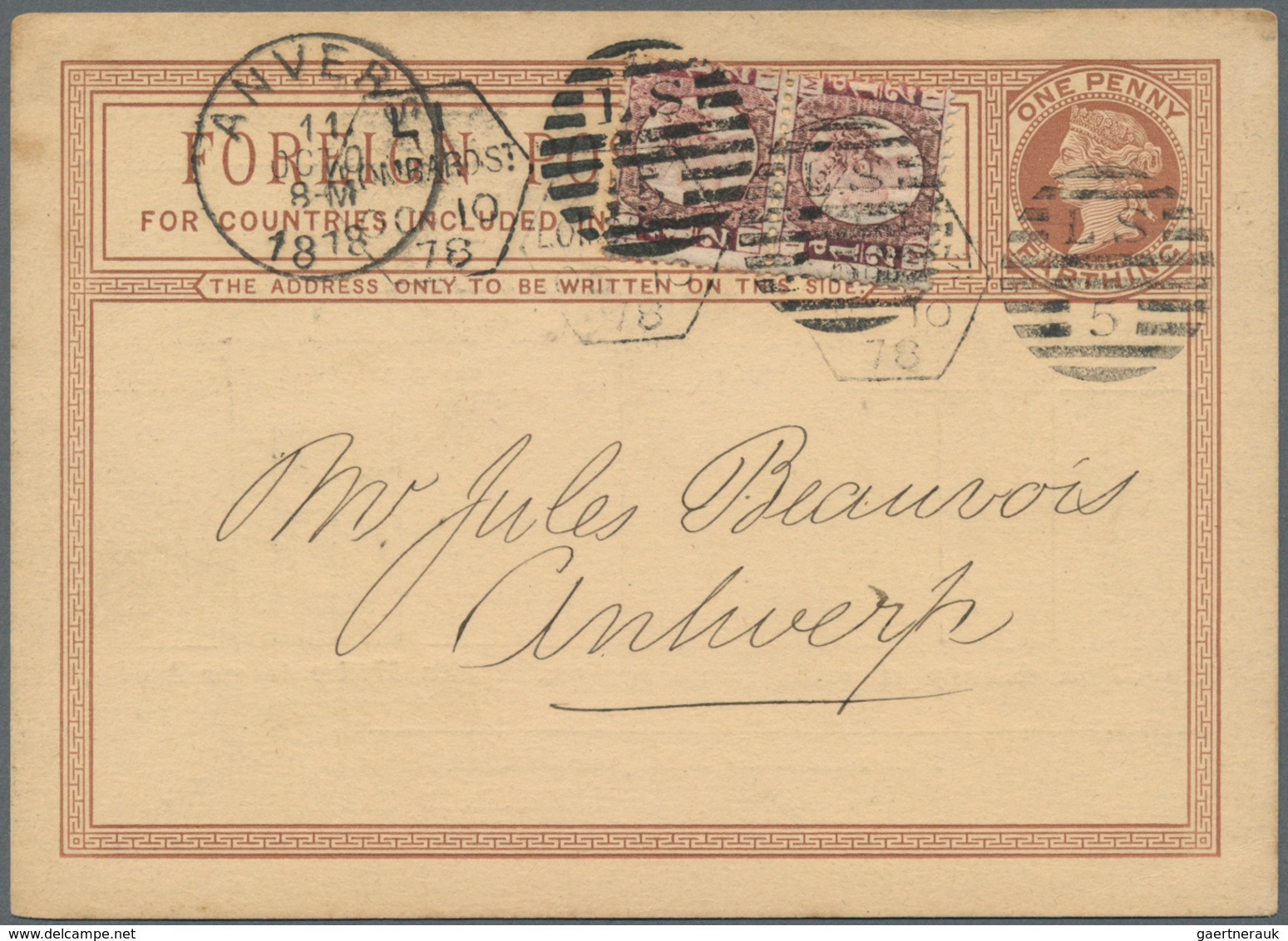 Großbritannien - Ganzsachen: 1878, 1 1/4 D QV Postal Stationery Card With Private Imprint "General S - Andere & Zonder Classificatie