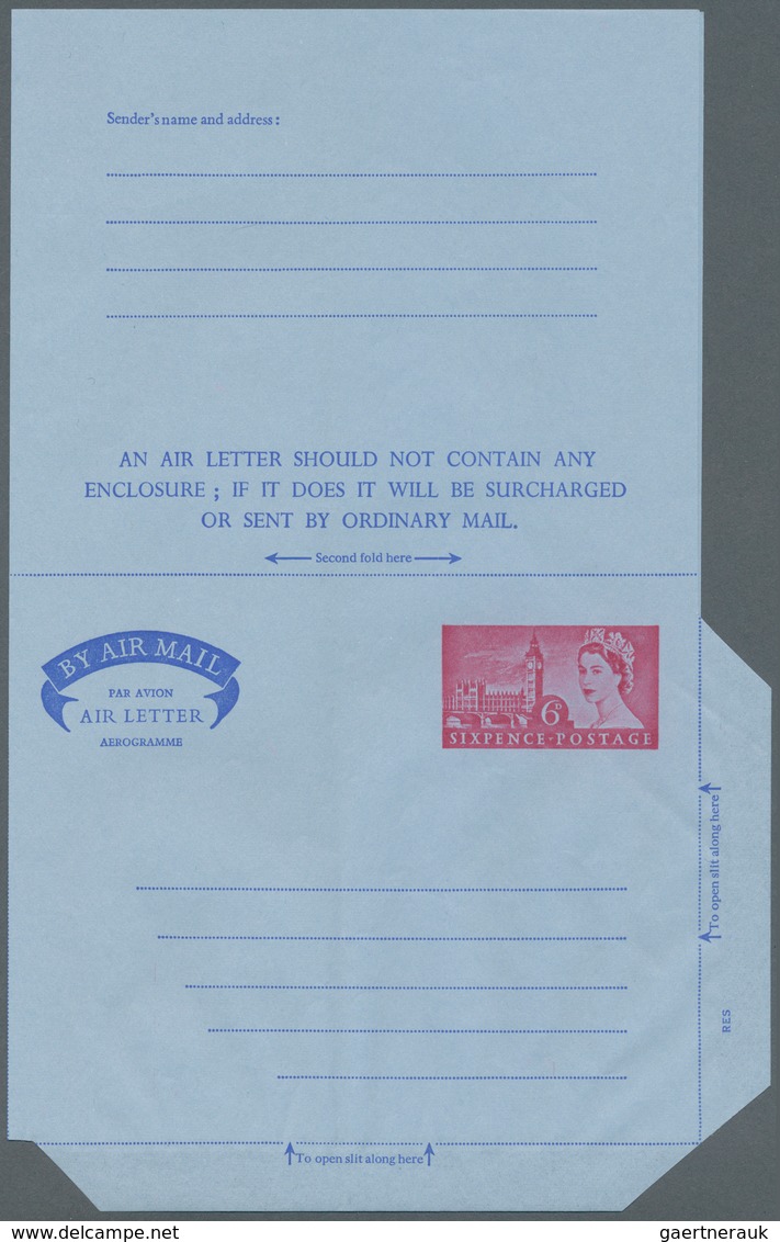 Großbritannien - Ganzsachen: 1965, Two Airletters QEII 6d, Both With EXPERIMENTAL GUM Carrying "RES" - Other & Unclassified