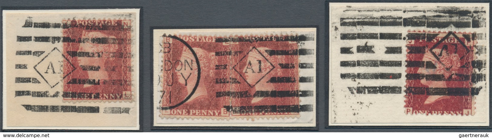 Großbritannien - Stempel: 1871, Group Of 3 Pieces With 1 D Rose-red, Each Tied By Clear AZEMAR Machi - Storia Postale