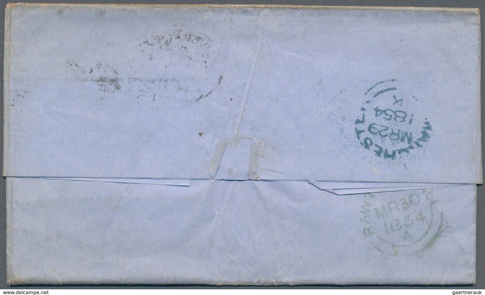 Großbritannien - Stempel: 1854, 1 D Red-brown, Full Margins, Tied By Spoon Cancel LIVERPOOL / H 14, - Storia Postale