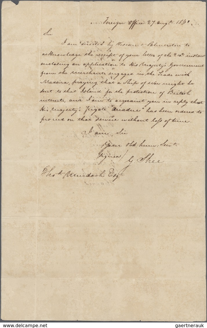 Großbritannien - Besonderheiten: 1831, Handwritten Letter From The "Foreign Office" Sigend By Lord V - Andere & Zonder Classificatie