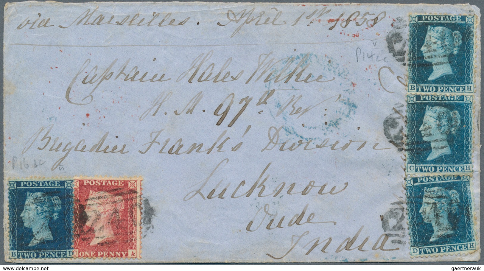 Großbritannien - Besonderheiten: 1858 Cover To India, Sent From Upper Deal, Great Britain To Lucknow - Andere & Zonder Classificatie