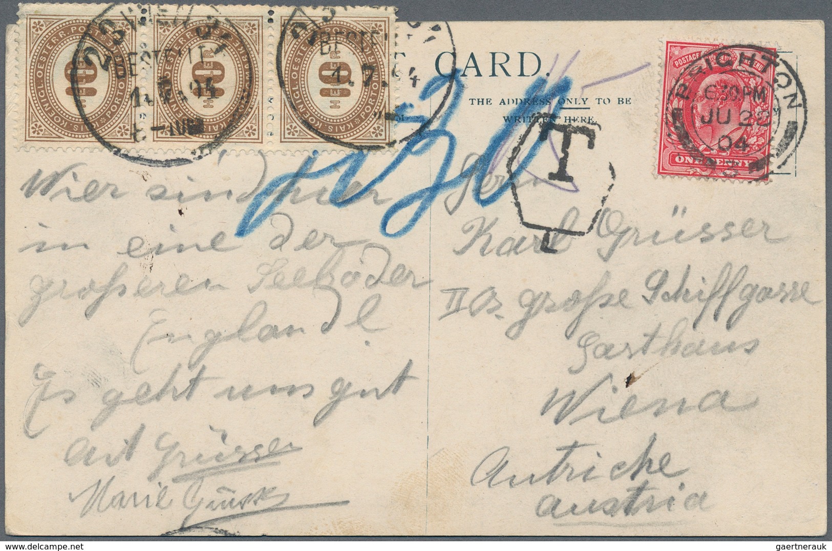 Großbritannien - Besonderheiten: 1904, Two Souvenir Postcards From England To Vienna/Austria (only I - Andere & Zonder Classificatie