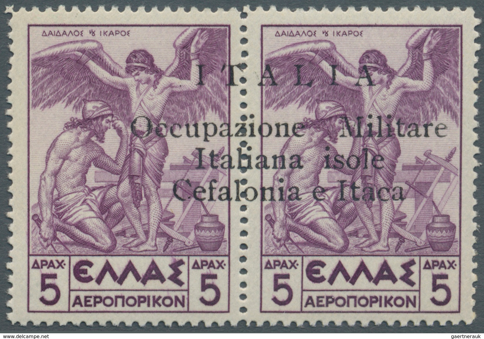 Ionische Inseln - Lokalausgaben: Kefalonia Und Ithaka: 1941, Argostoli Issue, Airmail Stamp 5dr. Vio - Ionische Eilanden