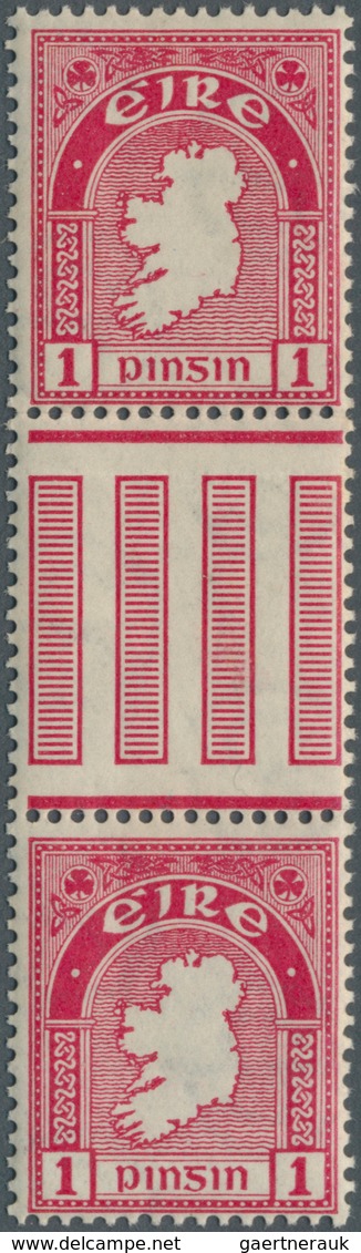 Irland: 1923, Definitives "National Symbols", INVERTED Watermark "SE", 1d. Carmine In Gutter Pair (f - Covers & Documents
