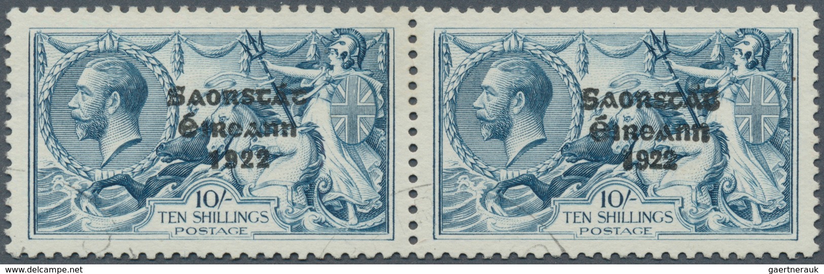 Irland: 1927, Soarstat Overprints, 10s. Dull Grey-blue, Horiz. Pair From The "Composite" Setting, Le - Brieven En Documenten