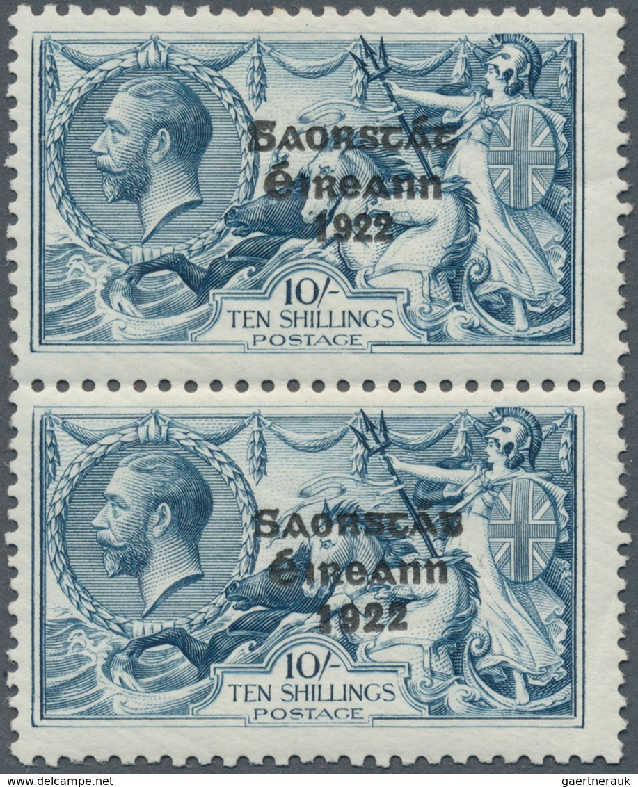 Irland: 1927, Soarstat Overprints, 10s. Dull Grey-blue, Vertical Pair From The "Composite" Setting , - Brieven En Documenten