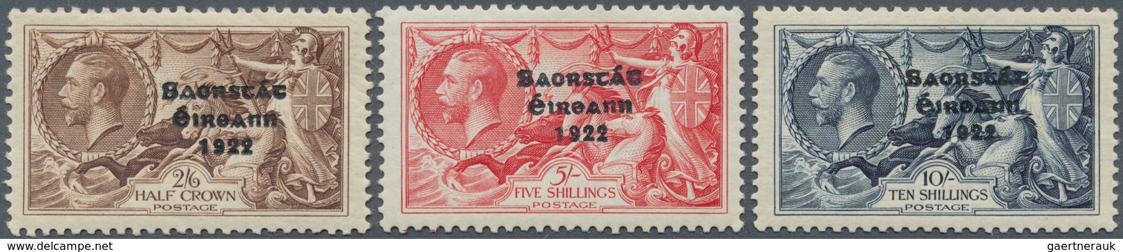 Irland: 1935, Soarstat Overprints, Re-engraved Issue, Complete Set Of Three Values, Fresh Colours An - Brieven En Documenten