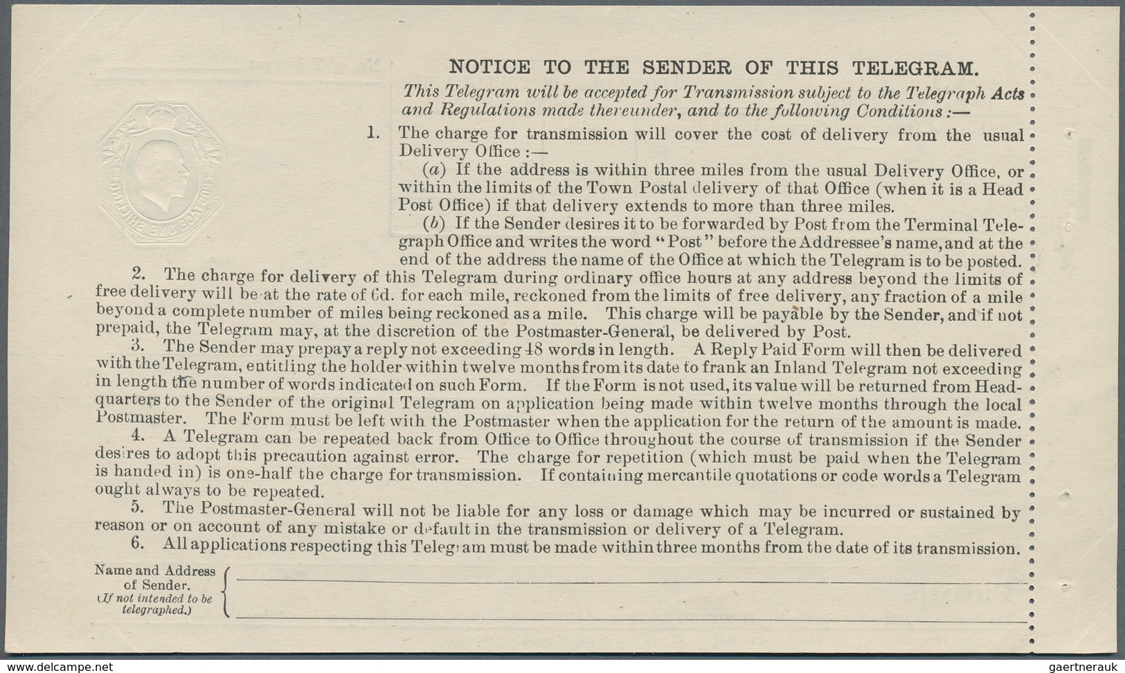 Irland - Ganzsachen: British Dominion: 1922, King Georg V. 1 Sh. Green Telegram Form With Black Bar - Postwaardestukken