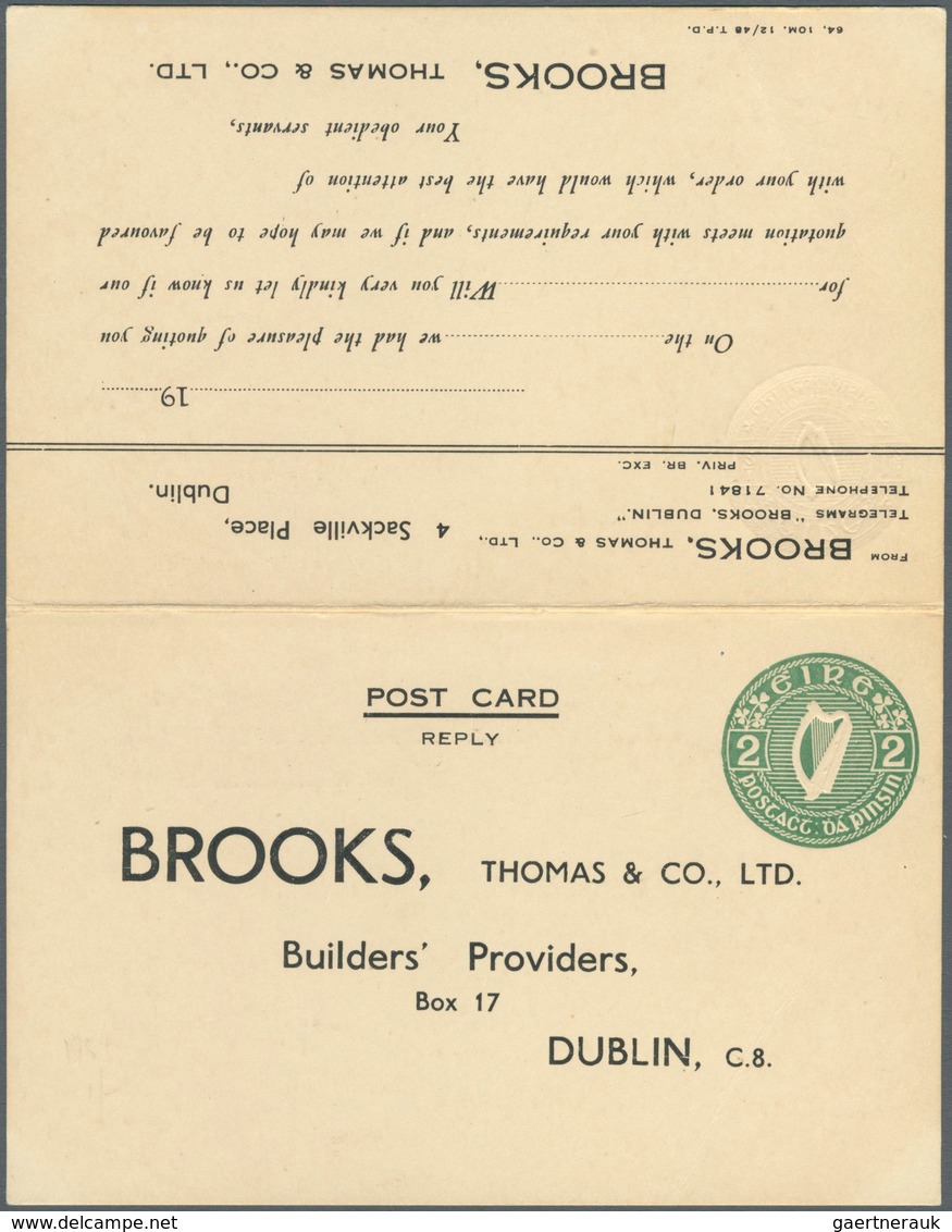 Irland - Ganzsachen: Brooks,, Thomas & Co.: 1948, 1 1/2 D. Pale Violet And 2 D. Olive Gren, Double C - Postwaardestukken