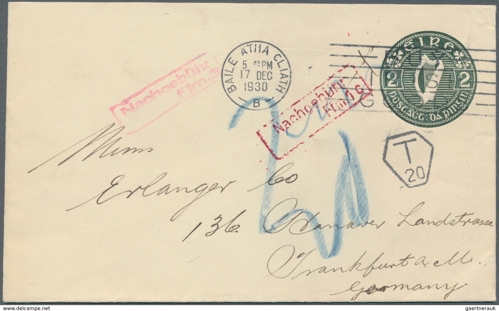Irland - Ganzsachen: Ferrier, Pollock & Co., Ldt., Dublin: 1925/30, 2 D. Olive Green Envelope With S - Postwaardestukken