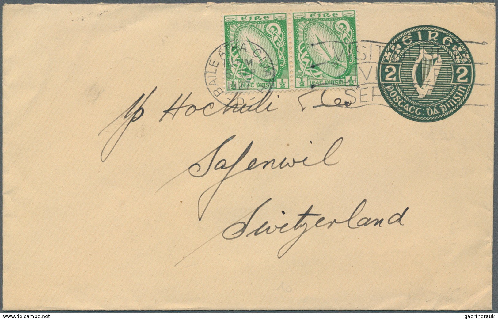 Irland - Ganzsachen: Ferrier, Pollock & Co., Ldt., Dublin: 1925/30, 2 D. Olive Green Envelope With S - Interi Postali