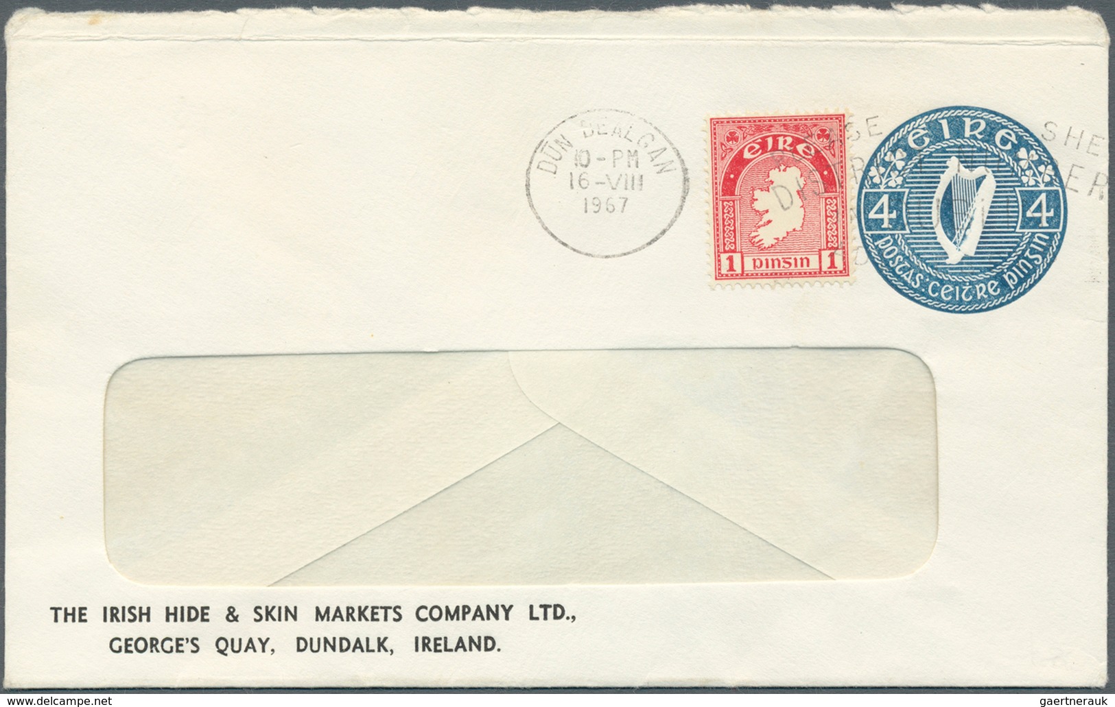 Irland - Ganzsachen: The Irish Hide And Skin Markets Co., Ltd., Dundalk: 1965, 4 D. Blue Window Enve - Postal Stationery