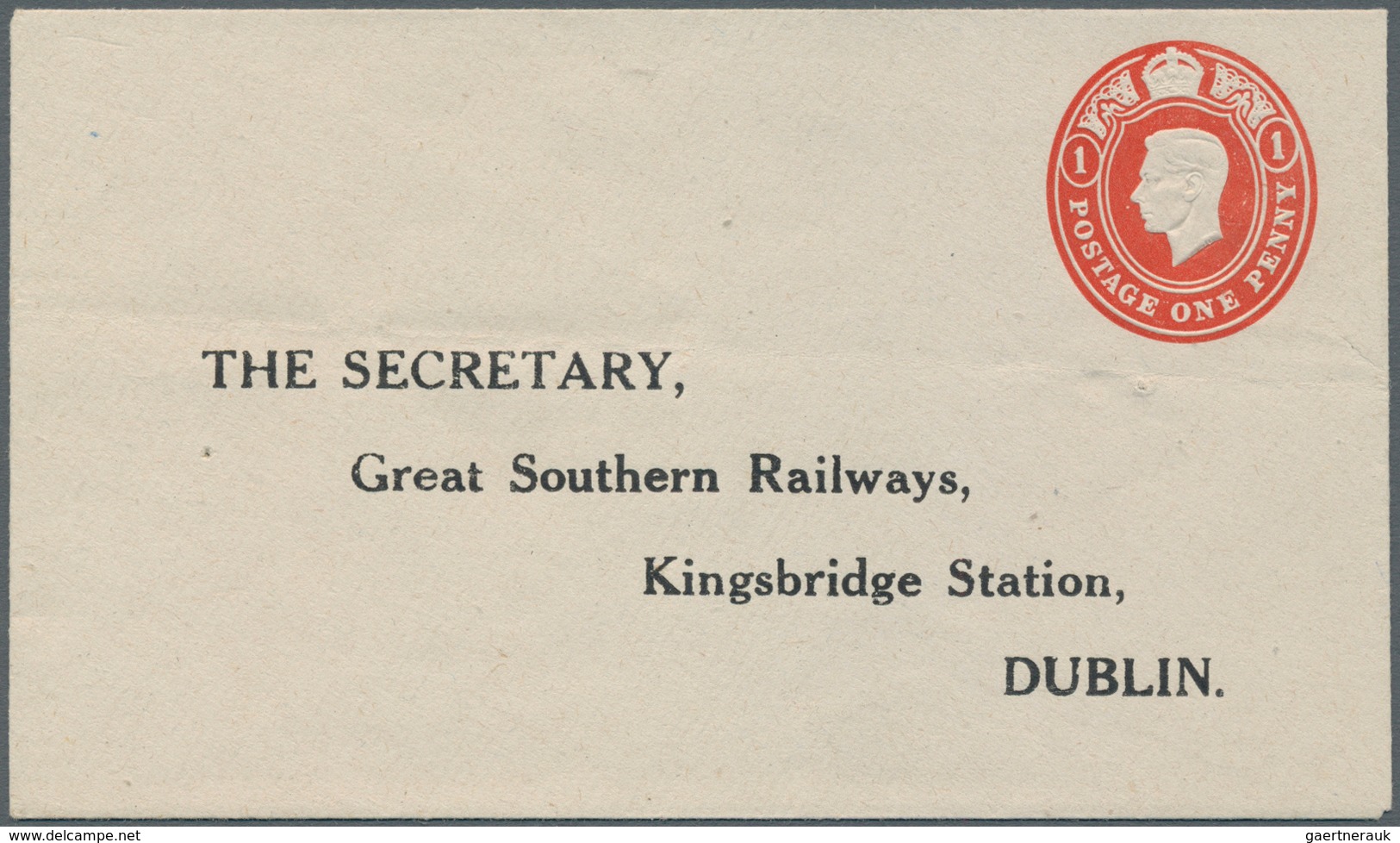 Irland - Ganzsachen: Great Southern Railways: 1939, King Georg VI. 1/2 D. Pale Green And 1 D. Red En - Interi Postali