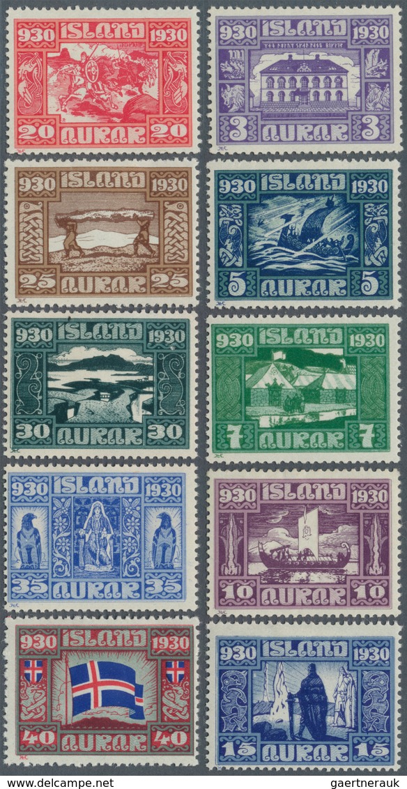 Island: 1930, 50 Aur. Bis 10 Kr. "1000 Jahre Allthing" Komplett Ungebraucht Mit Erstfalz, Mi. 550,- - Other & Unclassified