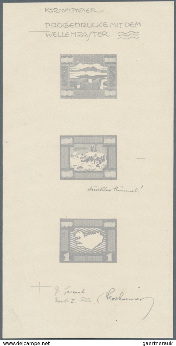 Island: 1930, Cardboard Proof Of Tone Plate (background) In Grey Of 30 A. Green, The Unisssued 45 A. - Andere & Zonder Classificatie