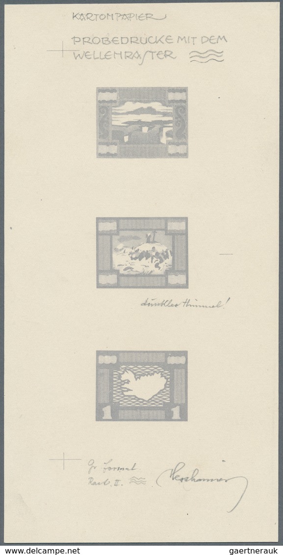 Island: 1930, Cardboard Proof Of Tone Plate (background) In Grey Of 30 A. Green, The Unisssued 45 A. - Altri & Non Classificati