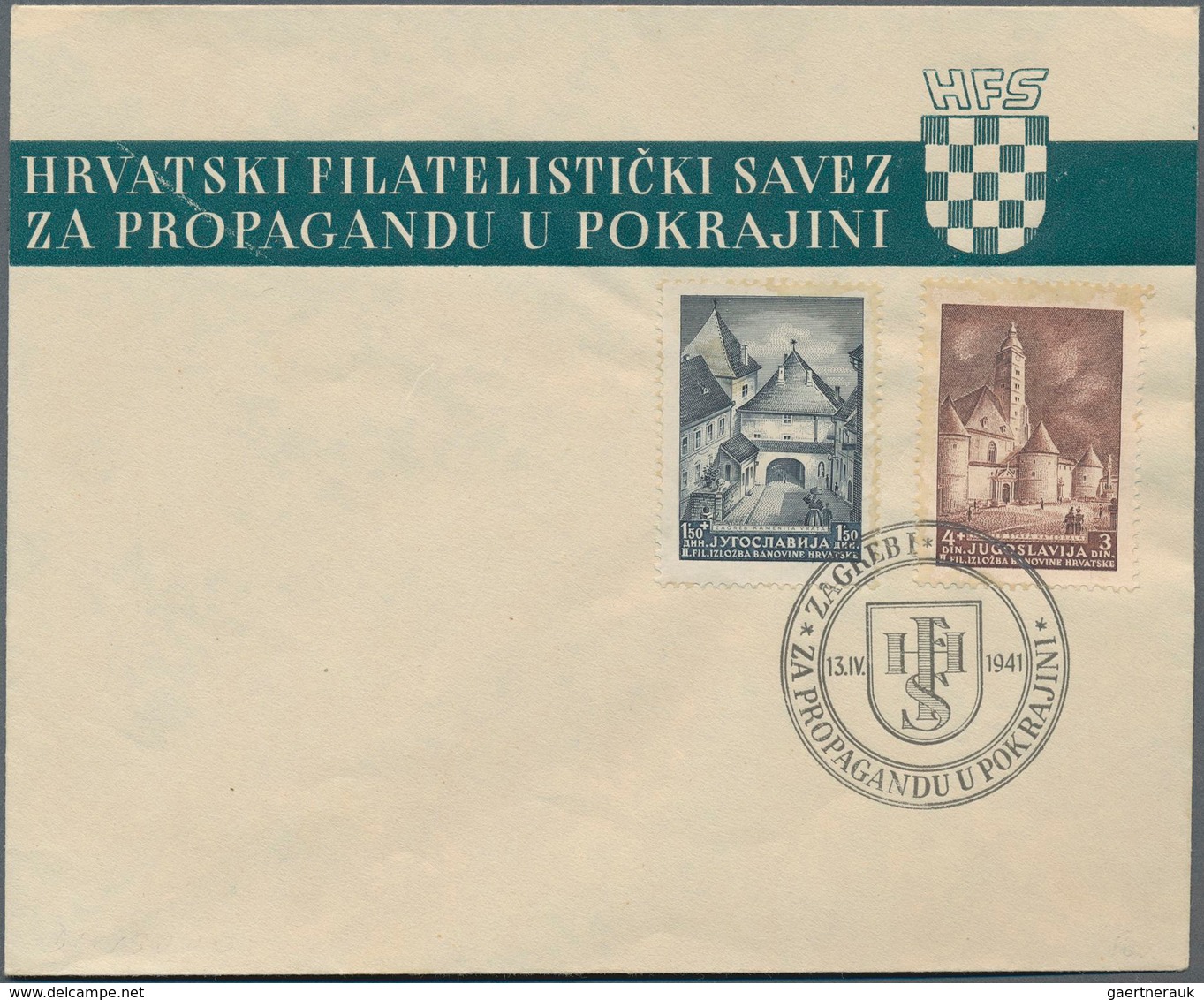 Jugoslawien: 1941, 1st Stamp Exhibition, Slavonski Brod: 2 Values On FIRSTDAY COVER, Canceled By Spe - Usati