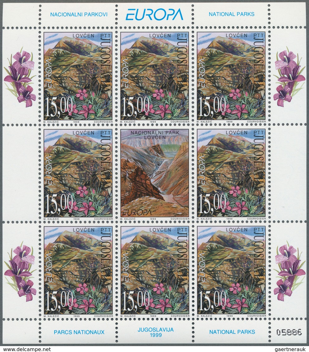 Jugoslawien: 1999, Europa (National Parks), Each Issue In 10 Little Sheets, All Mint Never Hinged. M - Oblitérés