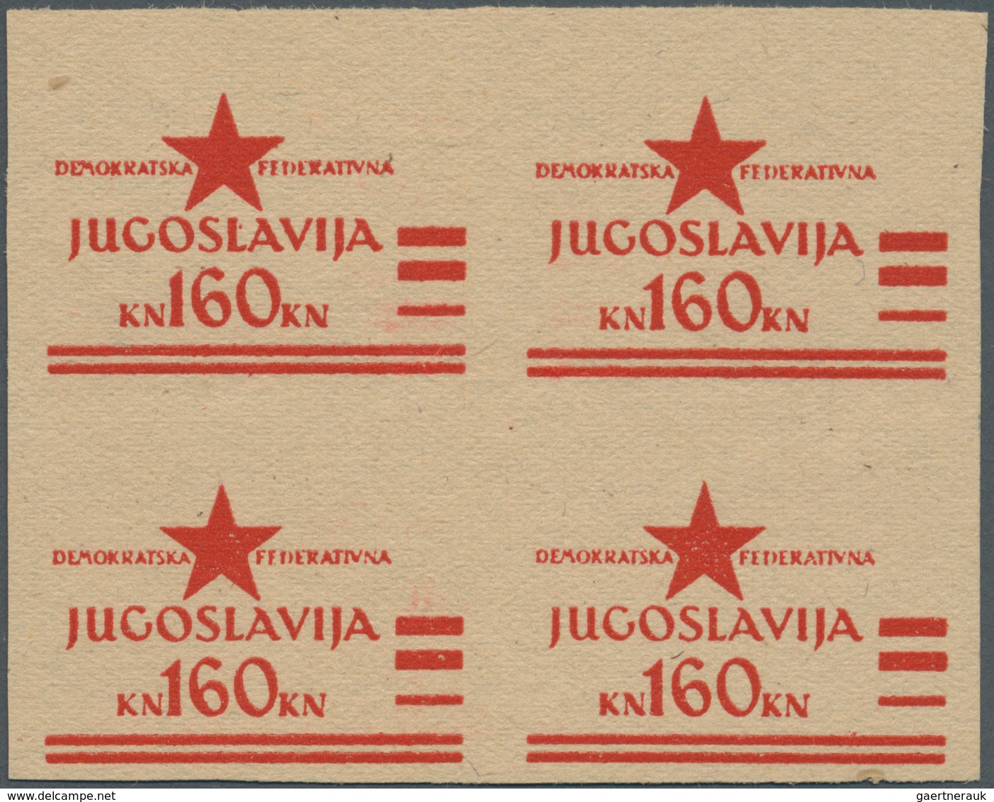 Jugoslawien - Volksrepubliken 1945: Kroatien: 1945, Proof For Teh Provisional Local Issue "160 K On - Croazia