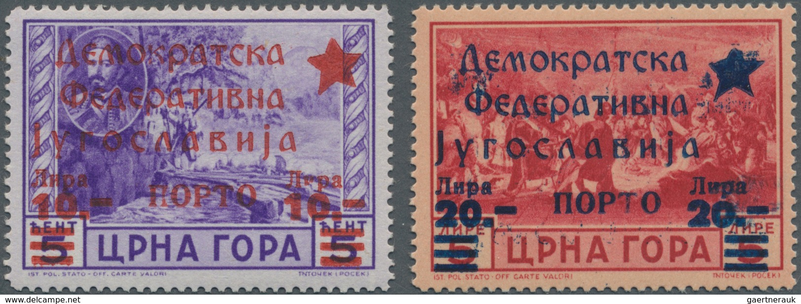 Jugoslawien - Volksrepubliken 1945: Montenegro: 1945, Definitives Of Cetunje: Stamp Of Montenegro Un - Altri & Non Classificati