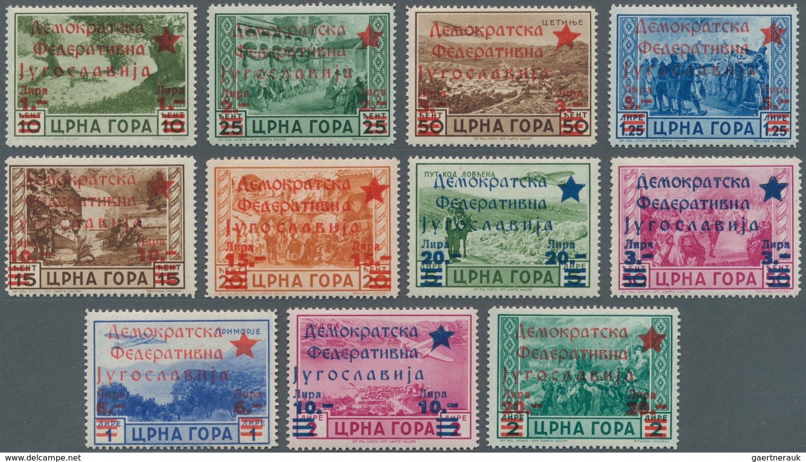 Jugoslawien - Volksrepubliken 1945: Montenegro: 1945, Definitives Of Cetunje: Stamp Of Montenegro Un - Andere & Zonder Classificatie