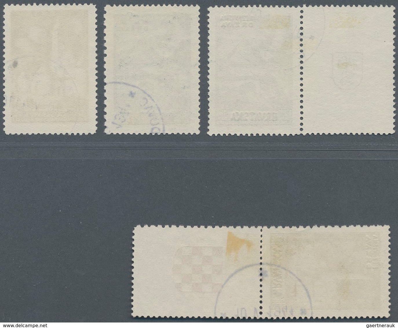 Kroatien: 1941, 1.50 Din. + 1.50 Din. And 4 Din. + 3 Din. Exhibition Stamps With Gold Imprint. Here - Croatia