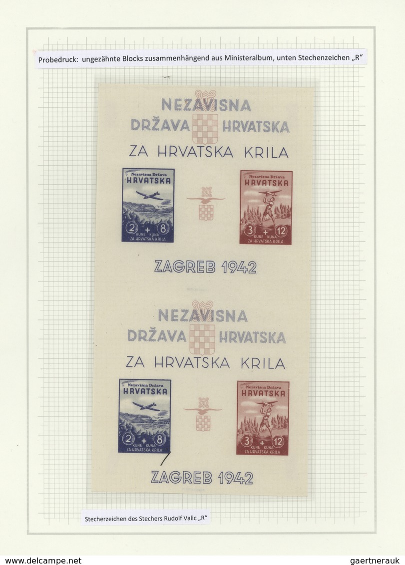 Kroatien: 1942, Model Airplane Exhibition, 2 Unperforated Block Issues Vertical Pair From Minister A - Croatia