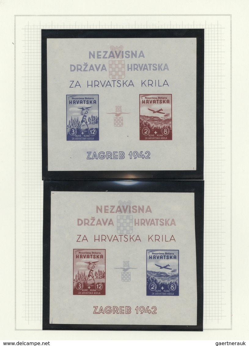 Kroatien: 1942, Proof: 2 Block 1 With Reversed Colors And Places, Mint Never Hinged. ÷ 1942, Probedr - Kroatië