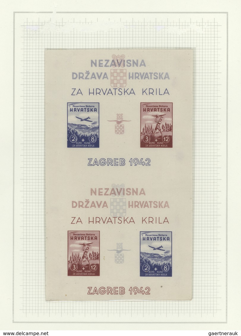 Kroatien: 1942, Model Airplane Exhibition, 2 Unperforated Block Issues Vertical Pair, The Lower Bloc - Croatia