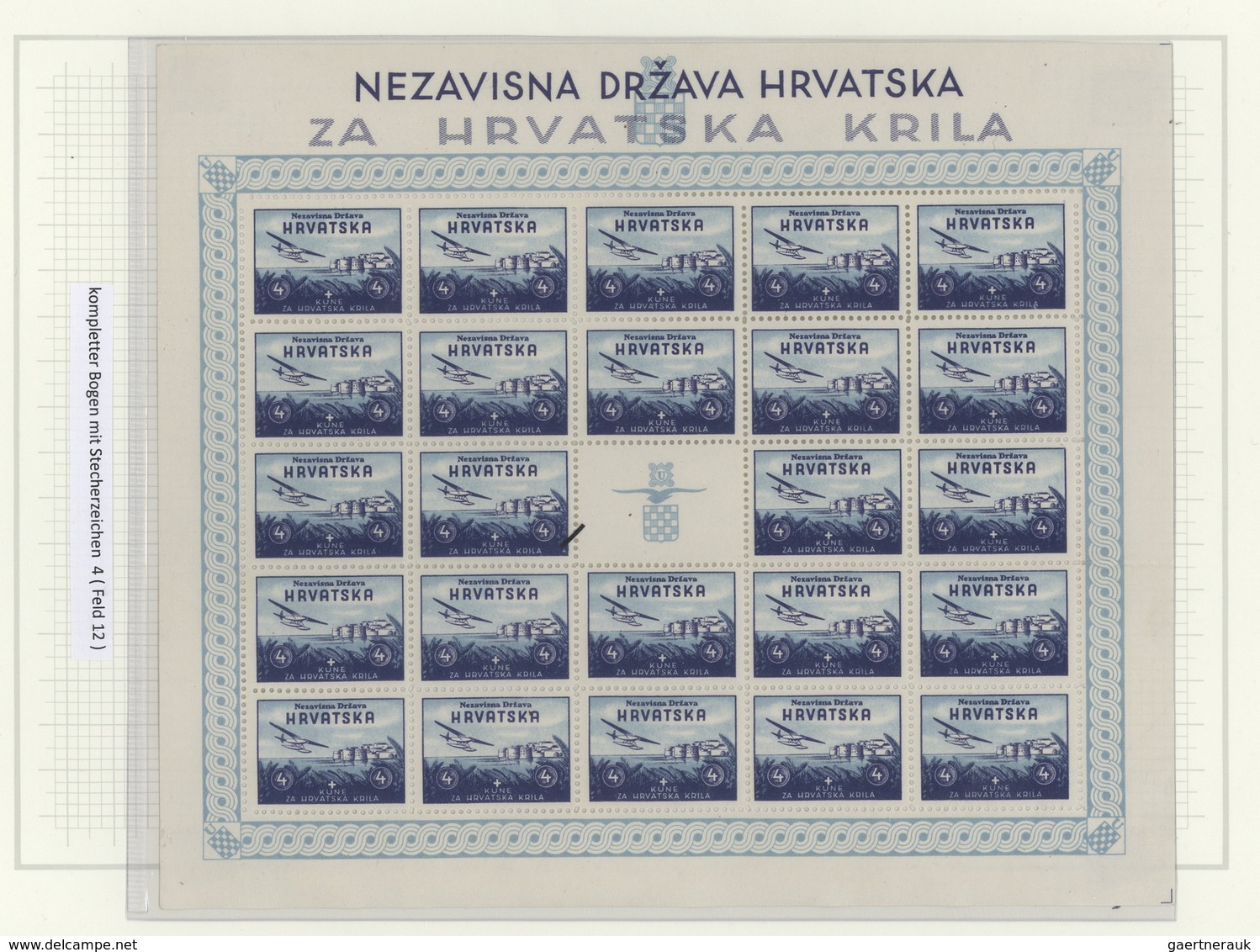 Kroatien: 1942, Model Airplane Exhibition In Complete Sheets With 24 Pieces With Decorative Field An - Kroatië