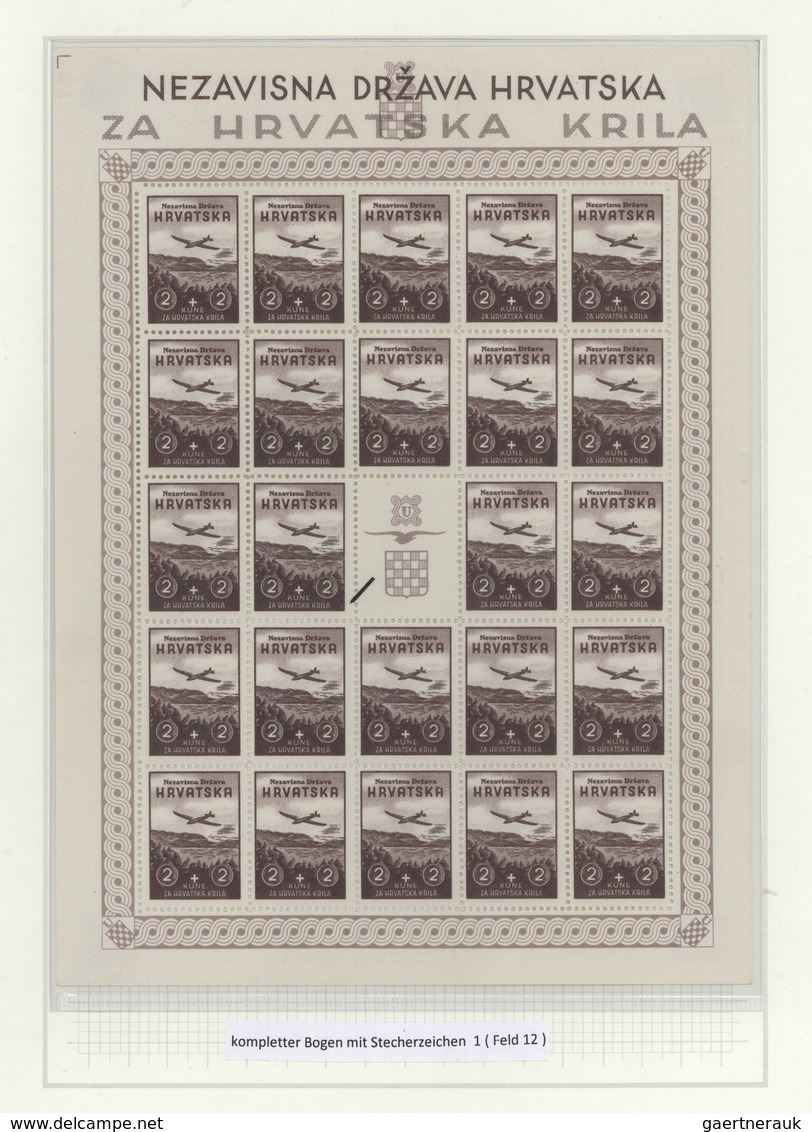 Kroatien: 1942, Model Airplane Exhibition In Complete Sheets With 24 Pieces With Decorative Field An - Croatia