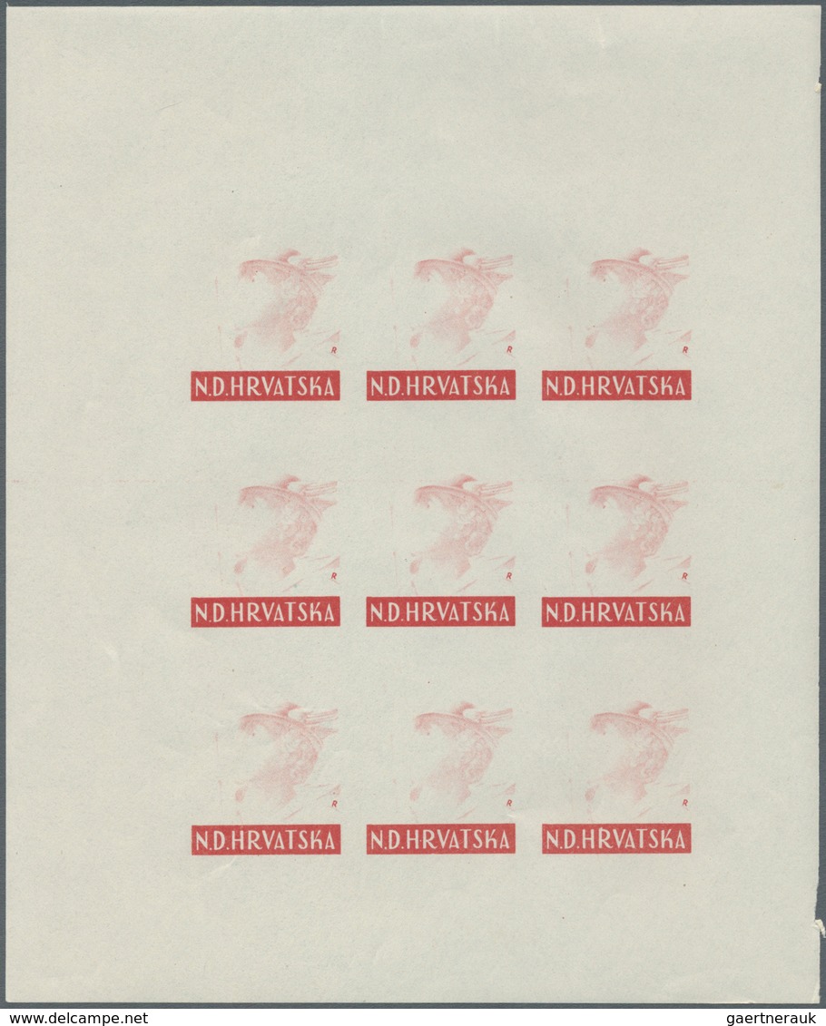 Kroatien: 1944, Officials of the post office and the railway 16 k. - 32 k., each five imperforated s