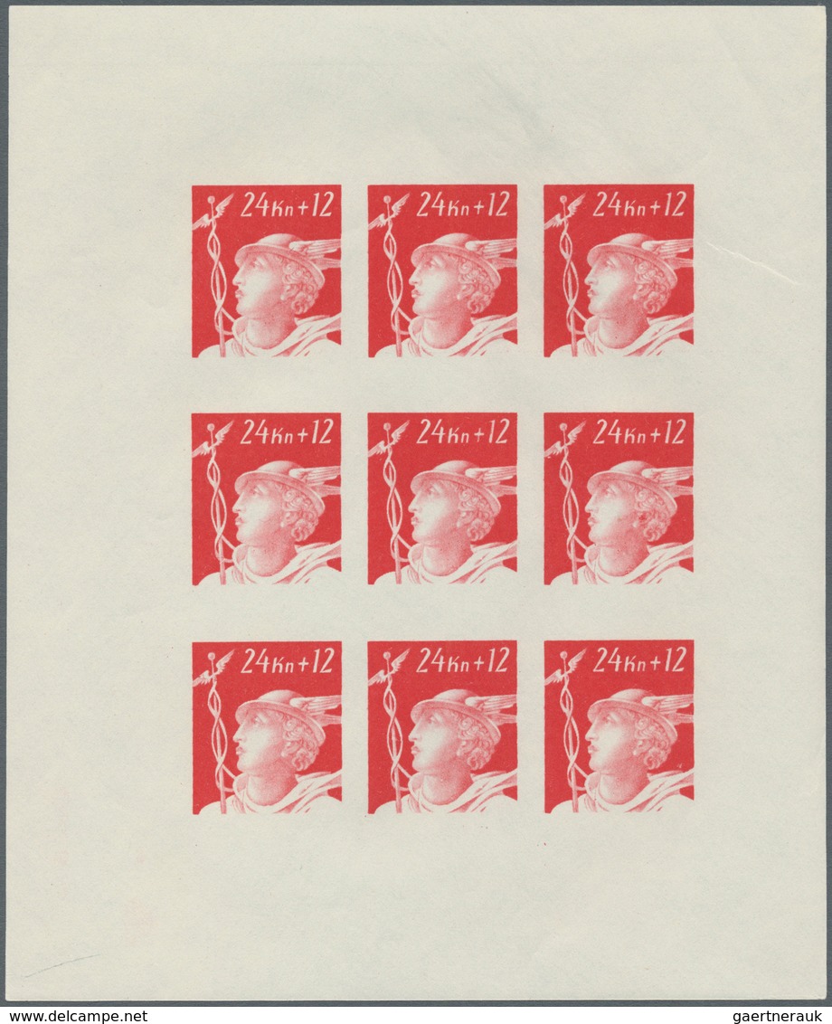 Kroatien: 1944, Officials of the post office and the railway 16 k. - 32 k., each five imperforated s