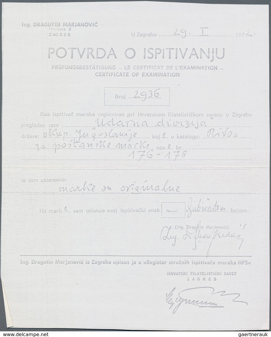 Kroatien: 1945, Sturmdivision As Set With First Day Cancellation, Certificated (signed) ÷ 1945, Stur - Kroatië