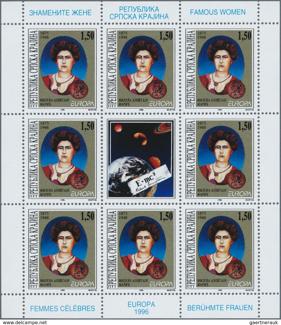 Kroatien - Serbische Krajina: 1996, Europa, Both Issues In Little Sheets Of 8 Stamps Each, Mint Neve - Kroatië