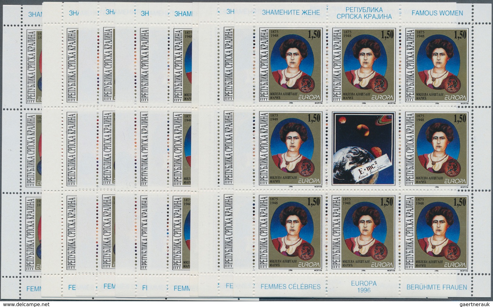 Kroatien - Serbische Krajina: 1996, Europa, Both Issues In Five Little Sheets Of 8 Stamps Each, Mint - Croazia