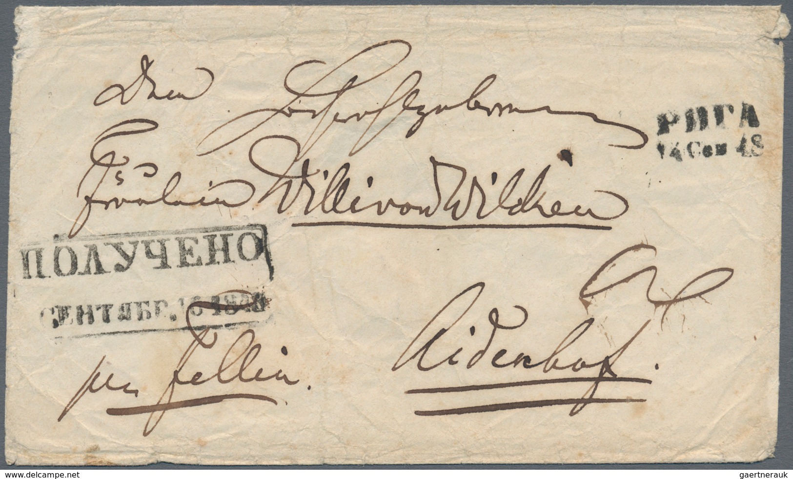 Lettland - Vorphilatelie: 1845/49, Three Covers: Two-line Kyrillic "RIGA"to Aidenhof Near Fellin (2) - Letland