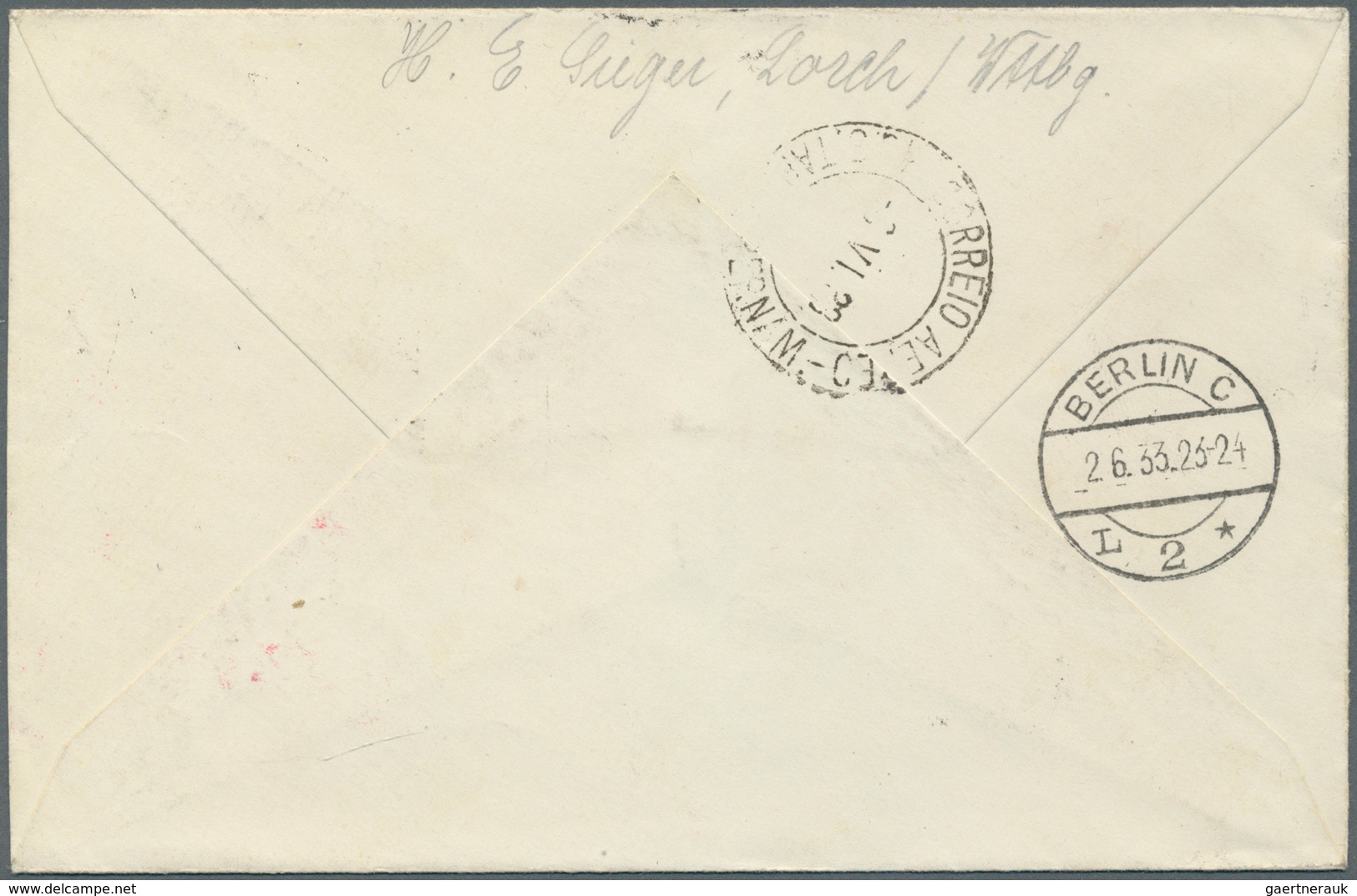 Lettland: 1933, 2 L. Coat Of Arms On Zeppelin Cover To 2nd Yourney To South America 1933 With Confir - Lettonia