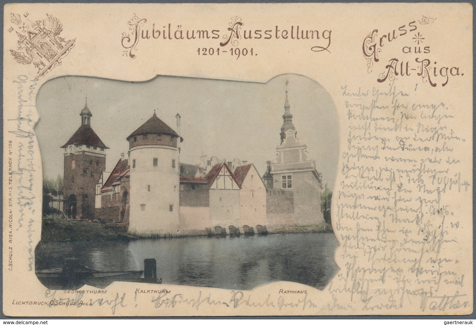 Lettland - Besonderheiten: 1901, Tolle Ansichtskarte "Jubiläums-Ausstellung 1201.1901", "Gruß Aus Al - Letland